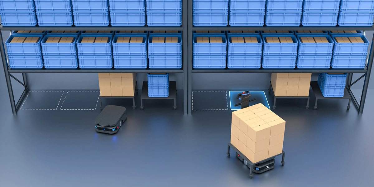 T600 Roboter erkennen Lagerplätze unter Regalen